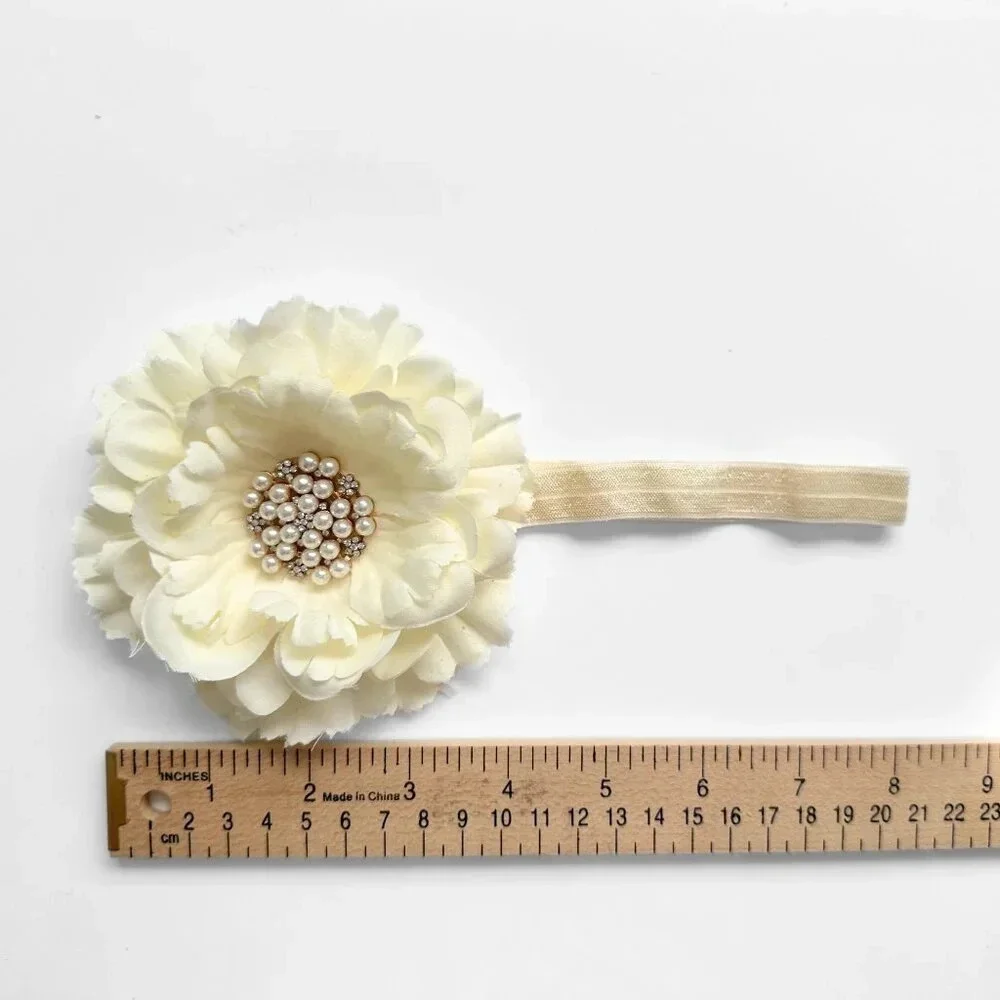 NWT Pretty Vintage Inspired Girls Headband Hair Accessory Floral Beaded Ivory OS
